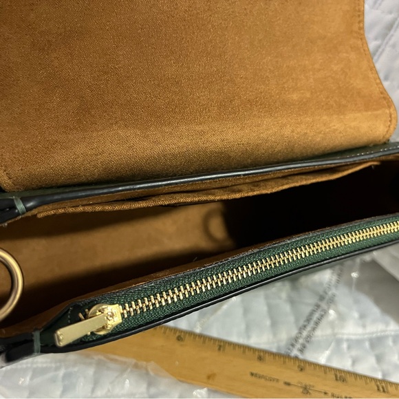 Coach Forest Green Leather Satchel with Gold Accents - Picture 7 of 9